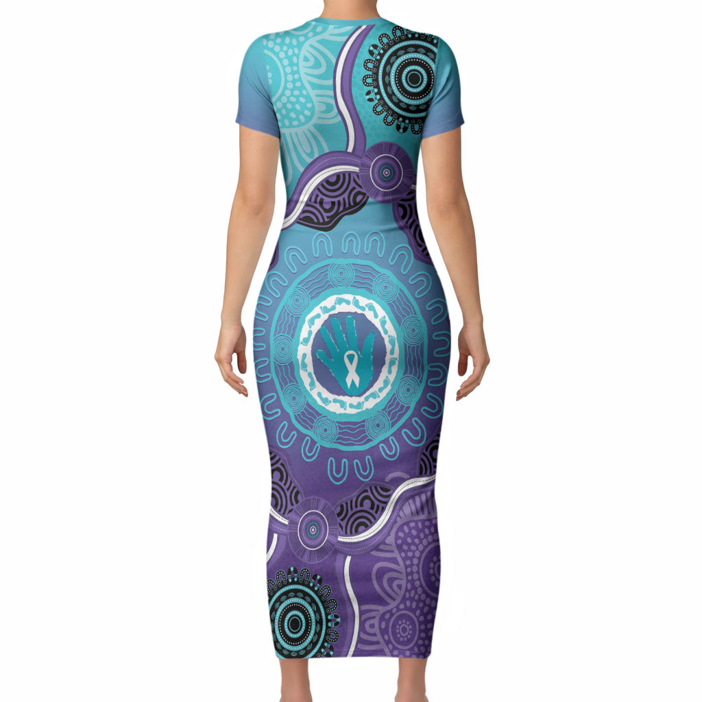 Australia Indigenous Short Sleeve Bodycon Dress Suicide Prevention Month Ribbon Aboriginal Art