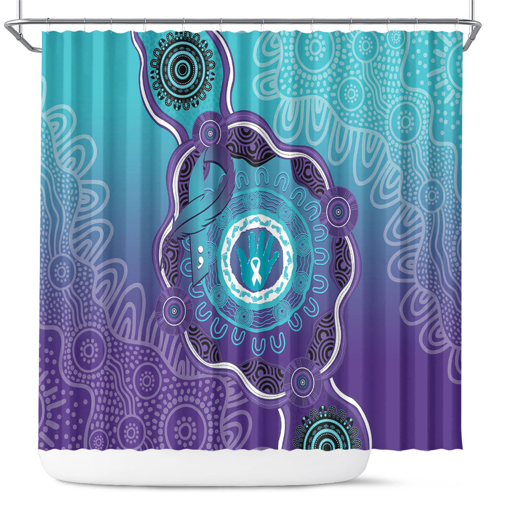 Australia Indigenous Shower Curtain Suicide Prevention Month Ribbon Aboriginal Art