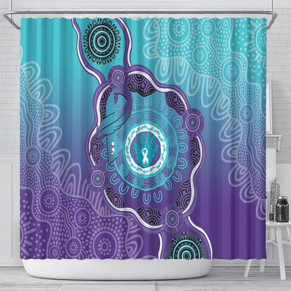 Australia Indigenous Shower Curtain Suicide Prevention Month Ribbon Aboriginal Art