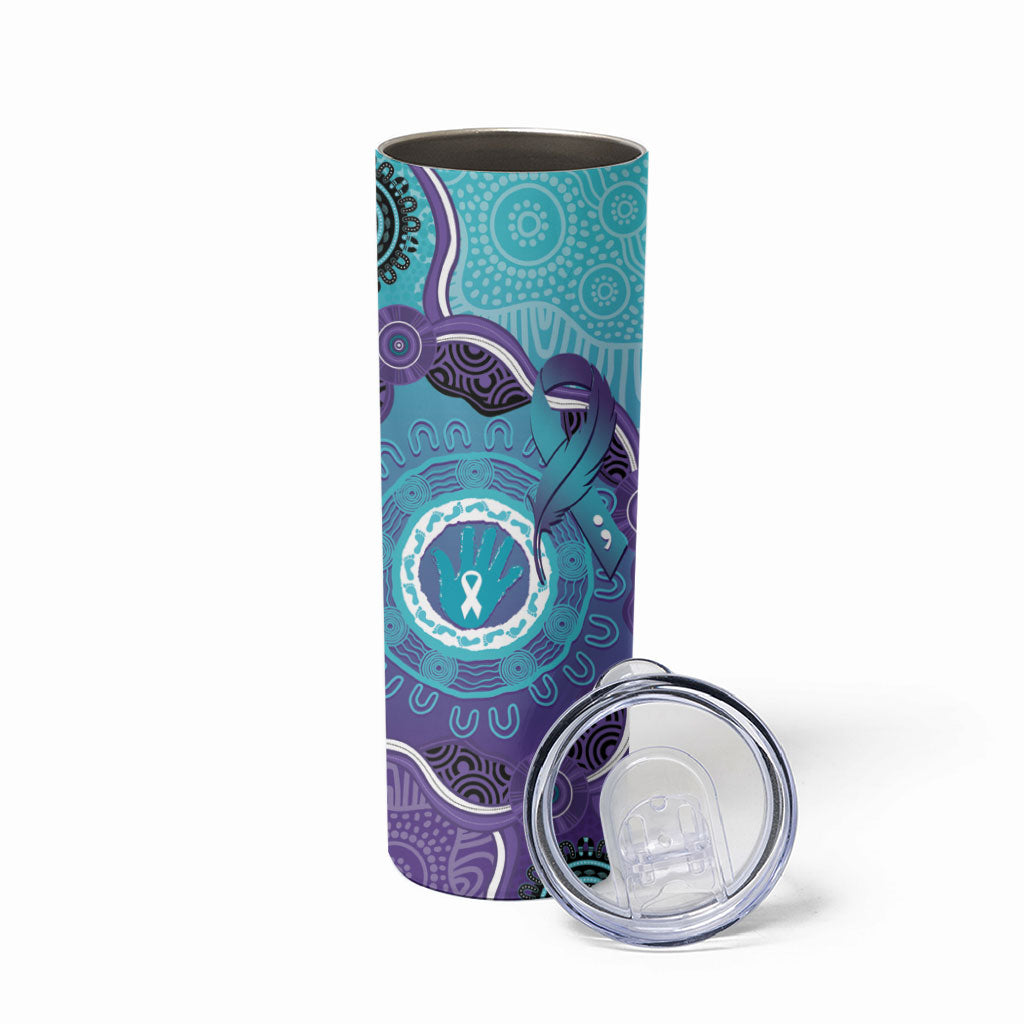 Australia Indigenous Skinny Tumbler Suicide Prevention Month Ribbon Aboriginal Art