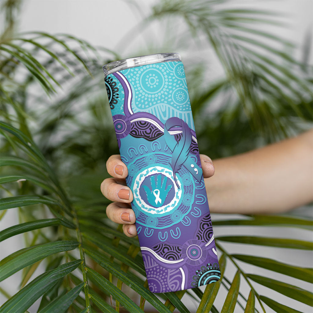 Australia Indigenous Skinny Tumbler Suicide Prevention Month Ribbon Aboriginal Art