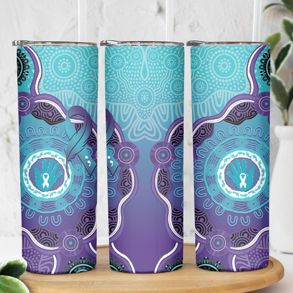 Australia Indigenous Skinny Tumbler Suicide Prevention Month Ribbon Aboriginal Art