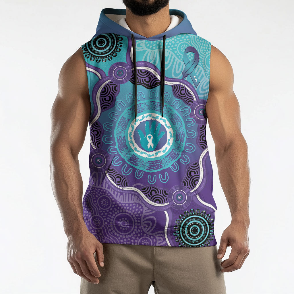Australia Indigenous Sleeveless Hoodie Suicide Prevention Month Ribbon Aboriginal Art