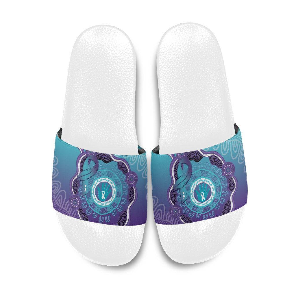 Australia Indigenous Slide Sandals Suicide Prevention Month Ribbon Aboriginal Art