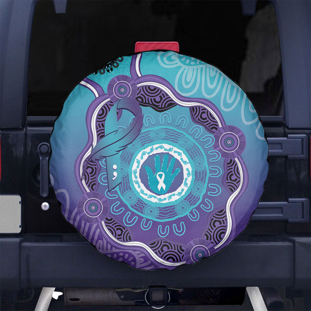Australia Indigenous Spare Tire Cover Suicide Prevention Month Ribbon Aboriginal Art