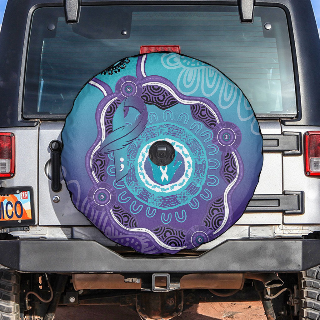Australia Indigenous Spare Tire Cover Suicide Prevention Month Ribbon Aboriginal Art