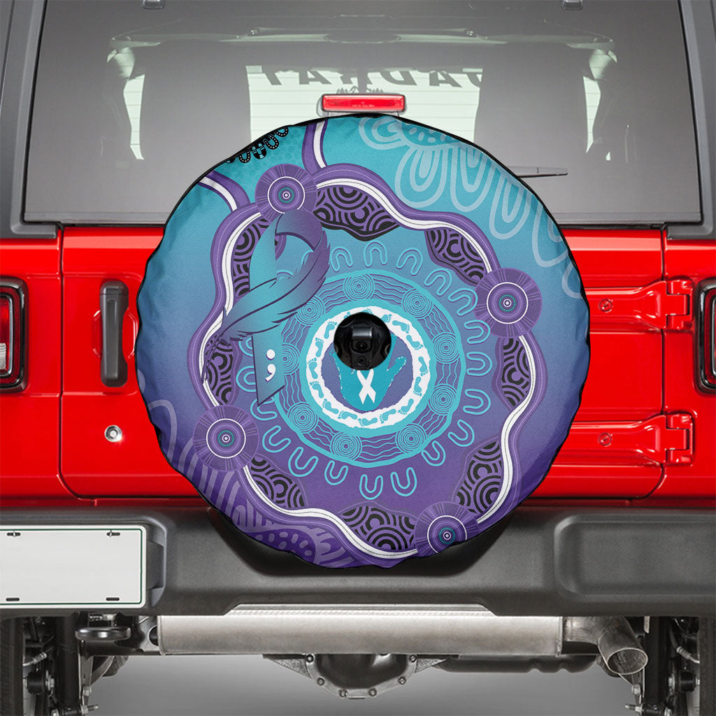 Australia Indigenous Spare Tire Cover Suicide Prevention Month Ribbon Aboriginal Art