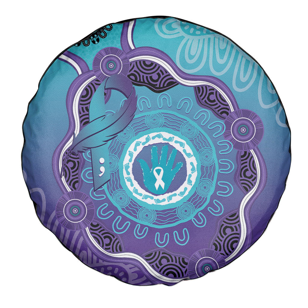 Australia Indigenous Spare Tire Cover Suicide Prevention Month Ribbon Aboriginal Art