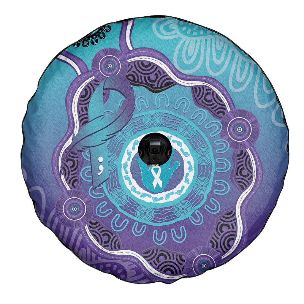 Australia Indigenous Spare Tire Cover Suicide Prevention Month Ribbon Aboriginal Art
