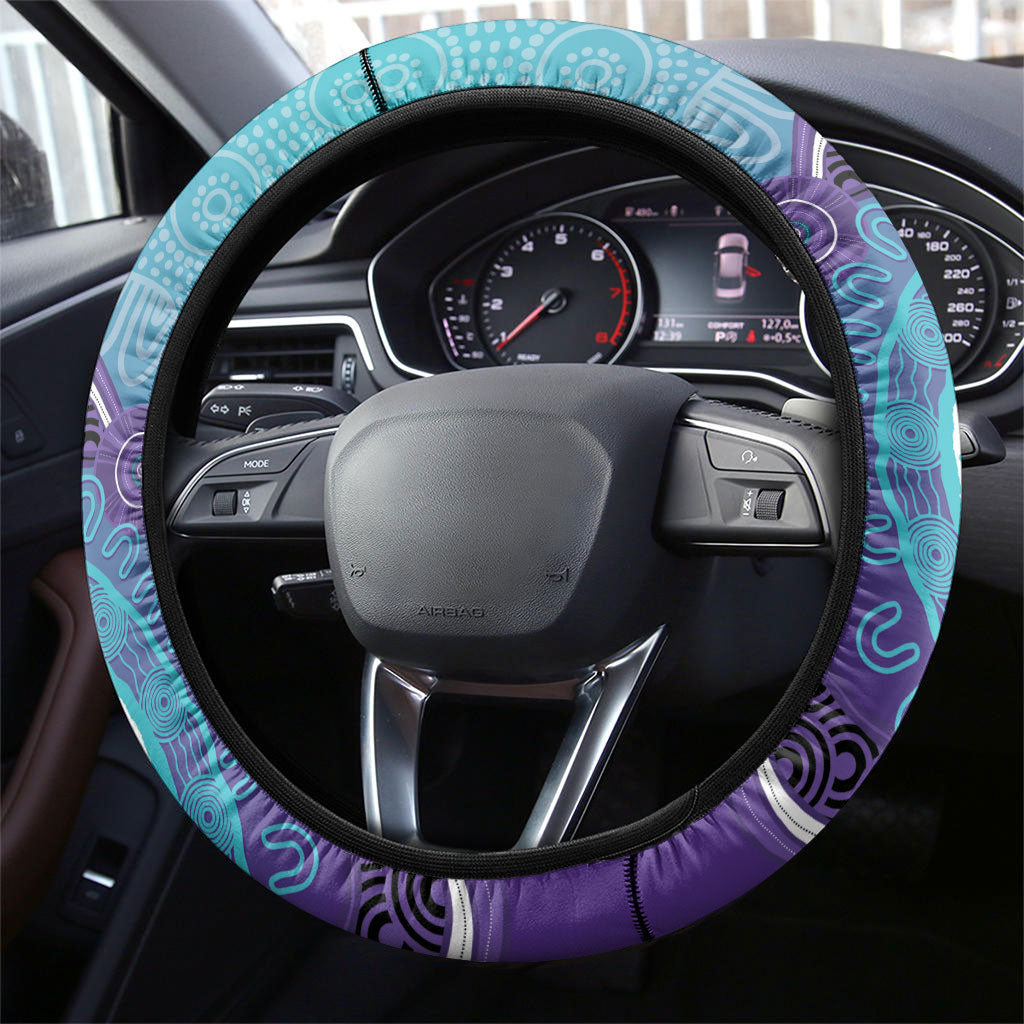 Australia Indigenous Steering Wheel Cover Suicide Prevention Month Ribbon Aboriginal Art