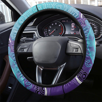 Australia Indigenous Steering Wheel Cover Suicide Prevention Month Ribbon Aboriginal Art