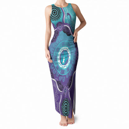 Australia Indigenous Tank Maxi Dress Suicide Prevention Month Ribbon Aboriginal Art