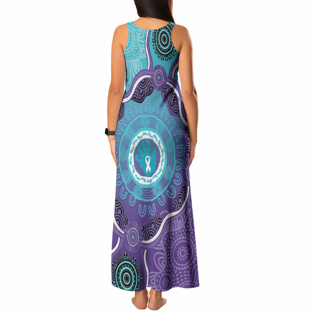 Australia Indigenous Tank Maxi Dress Suicide Prevention Month Ribbon Aboriginal Art