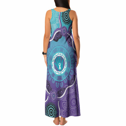 Australia Indigenous Tank Maxi Dress Suicide Prevention Month Ribbon Aboriginal Art