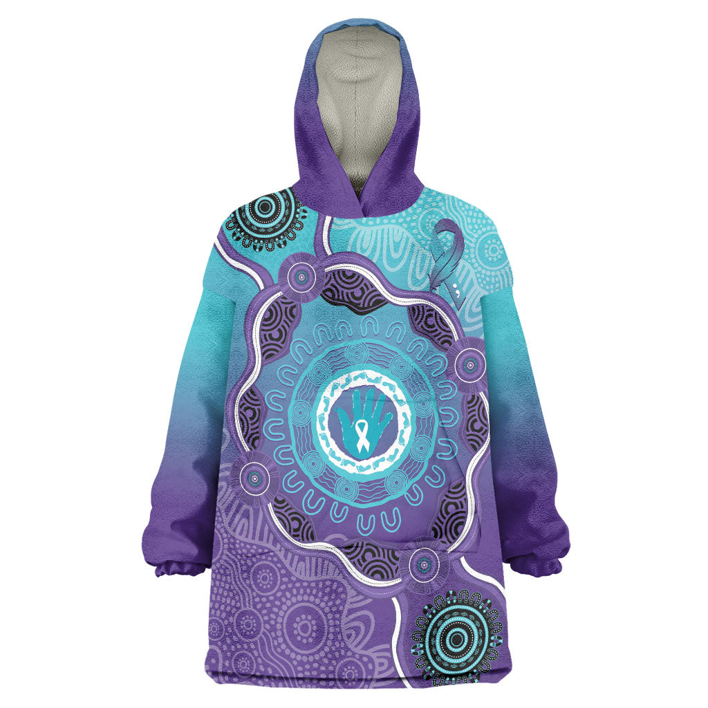 Australia Indigenous Wearable Blanket Hoodie Suicide Prevention Month Ribbon Aboriginal Art