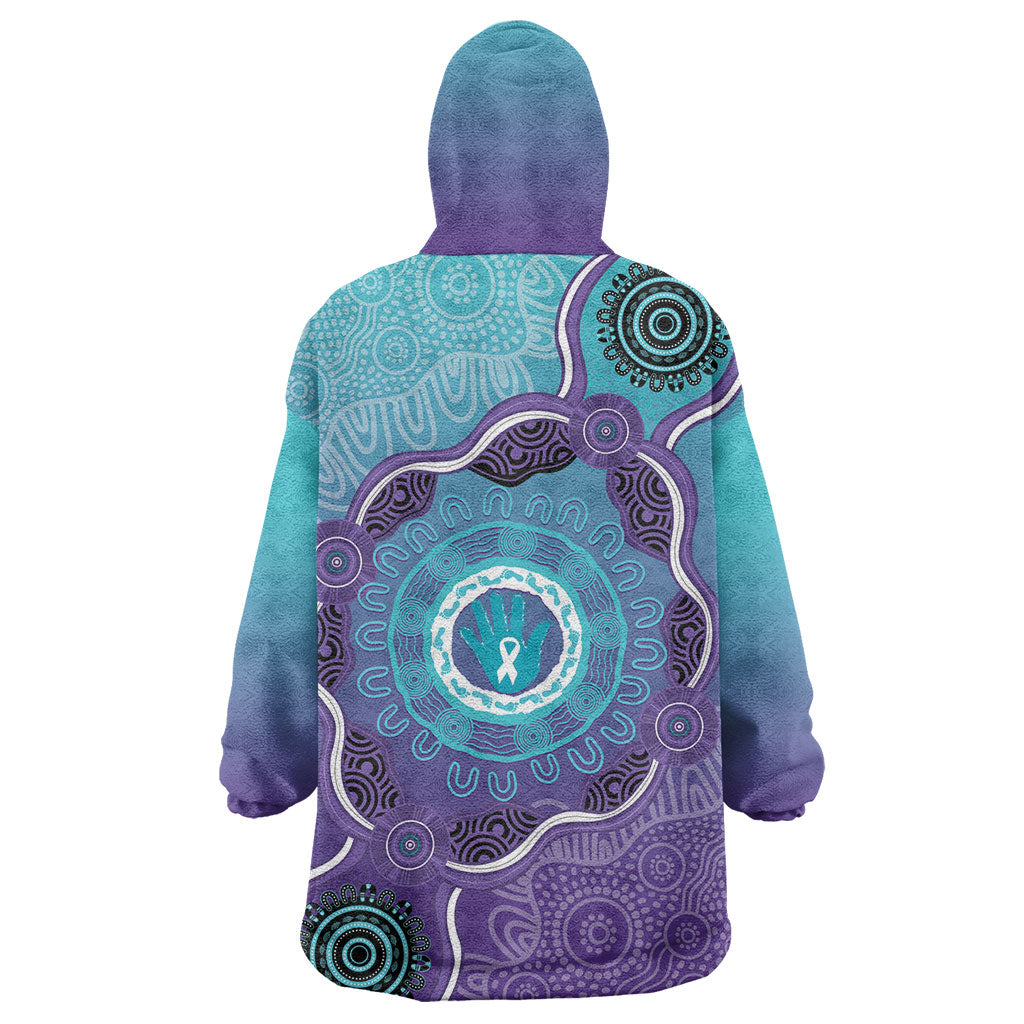 Australia Indigenous Wearable Blanket Hoodie Suicide Prevention Month Ribbon Aboriginal Art