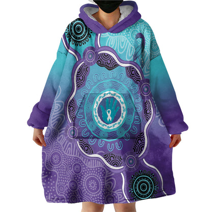 Australia Indigenous Wearable Blanket Hoodie Suicide Prevention Month Ribbon Aboriginal Art