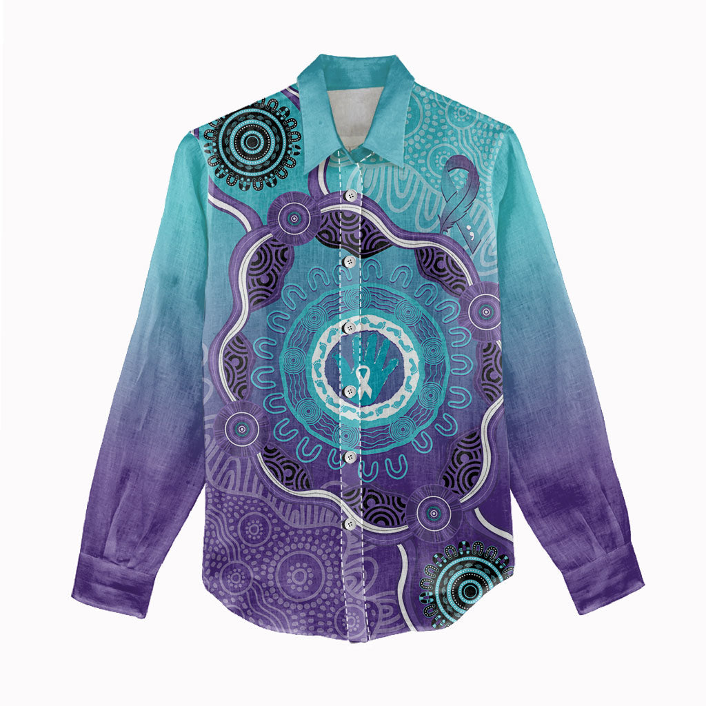 Australia Indigenous Women Casual Shirt Suicide Prevention Month Ribbon Aboriginal Art