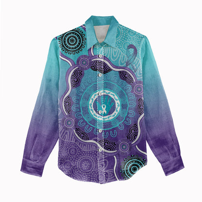 Australia Indigenous Women Casual Shirt Suicide Prevention Month Ribbon Aboriginal Art