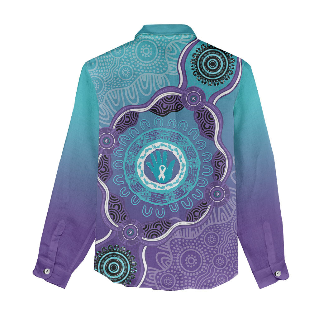 Australia Indigenous Women Casual Shirt Suicide Prevention Month Ribbon Aboriginal Art