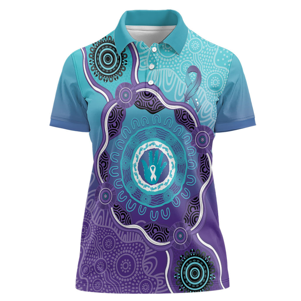 Australia Indigenous Women Polo Shirt Suicide Prevention Month Ribbon Aboriginal Art