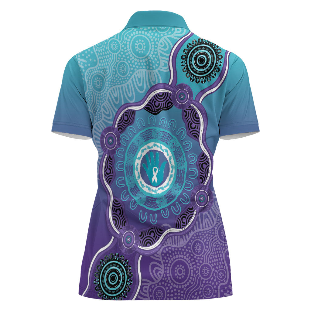 Australia Indigenous Women Polo Shirt Suicide Prevention Month Ribbon Aboriginal Art
