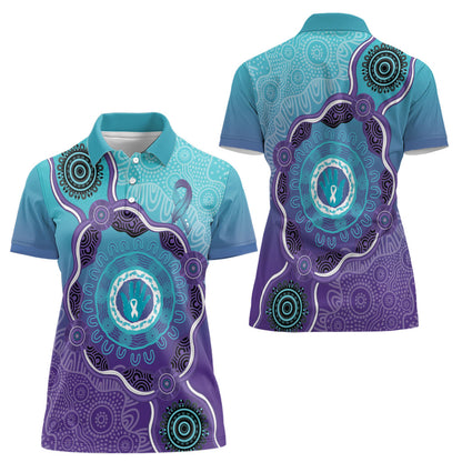 Australia Indigenous Women Polo Shirt Suicide Prevention Month Ribbon Aboriginal Art