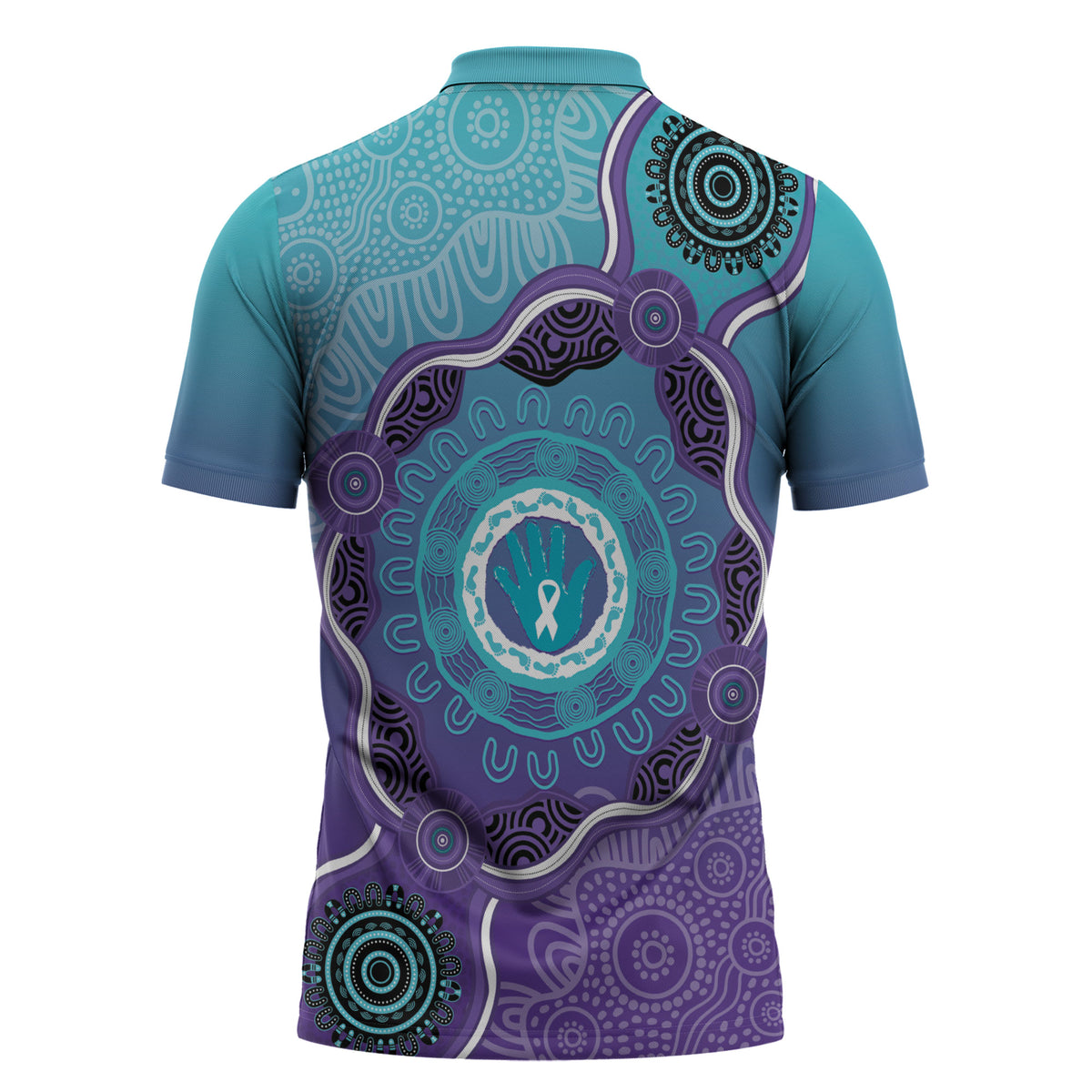 Australia Indigenous Zipper Polo Shirt Suicide Prevention Month Ribbon Aboriginal Art