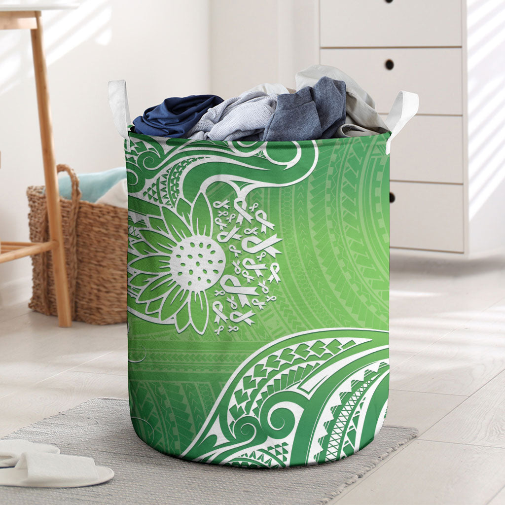Polynesia Depression Support Laundry Basket Sunflower Green Ribbons Polynesian Tattoo