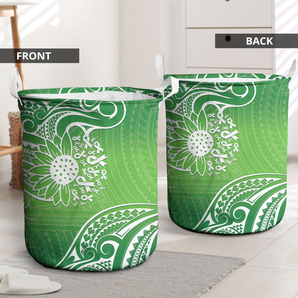 Polynesia Depression Support Laundry Basket Sunflower Green Ribbons Polynesian Tattoo