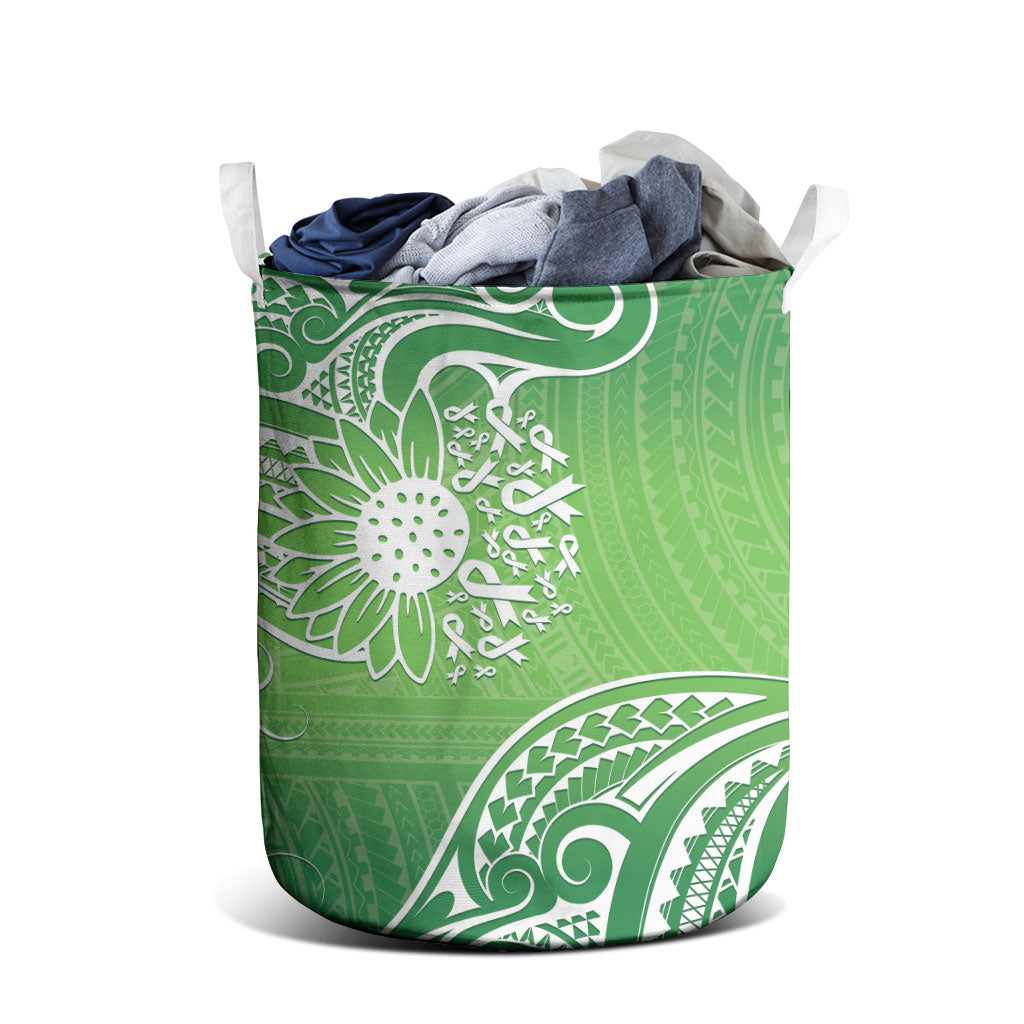 Polynesia Depression Support Laundry Basket Sunflower Green Ribbons Polynesian Tattoo