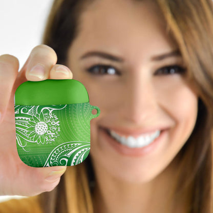 Polynesia Depression Support AirPods Case Sunflower Green Ribbons Polynesian Tattoo