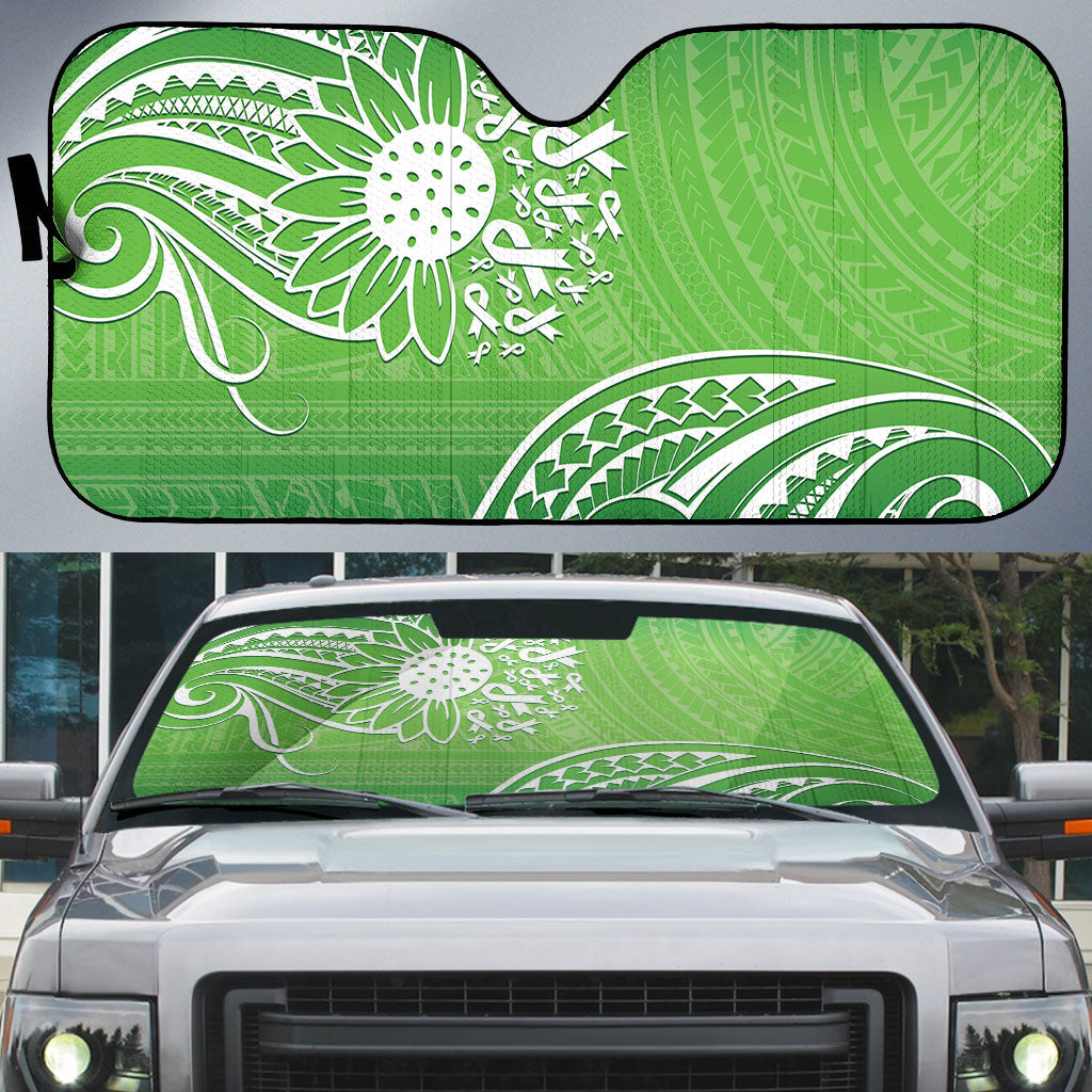 Polynesia Depression Support Auto Sun Shade Sunflower Green Ribbons Polynesian Tattoo