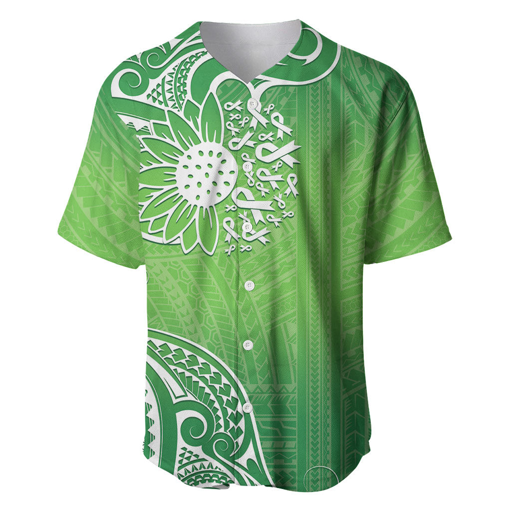 Polynesia Depression Support Baseball Jersey Sunflower Green Ribbons Polynesian Tattoo
