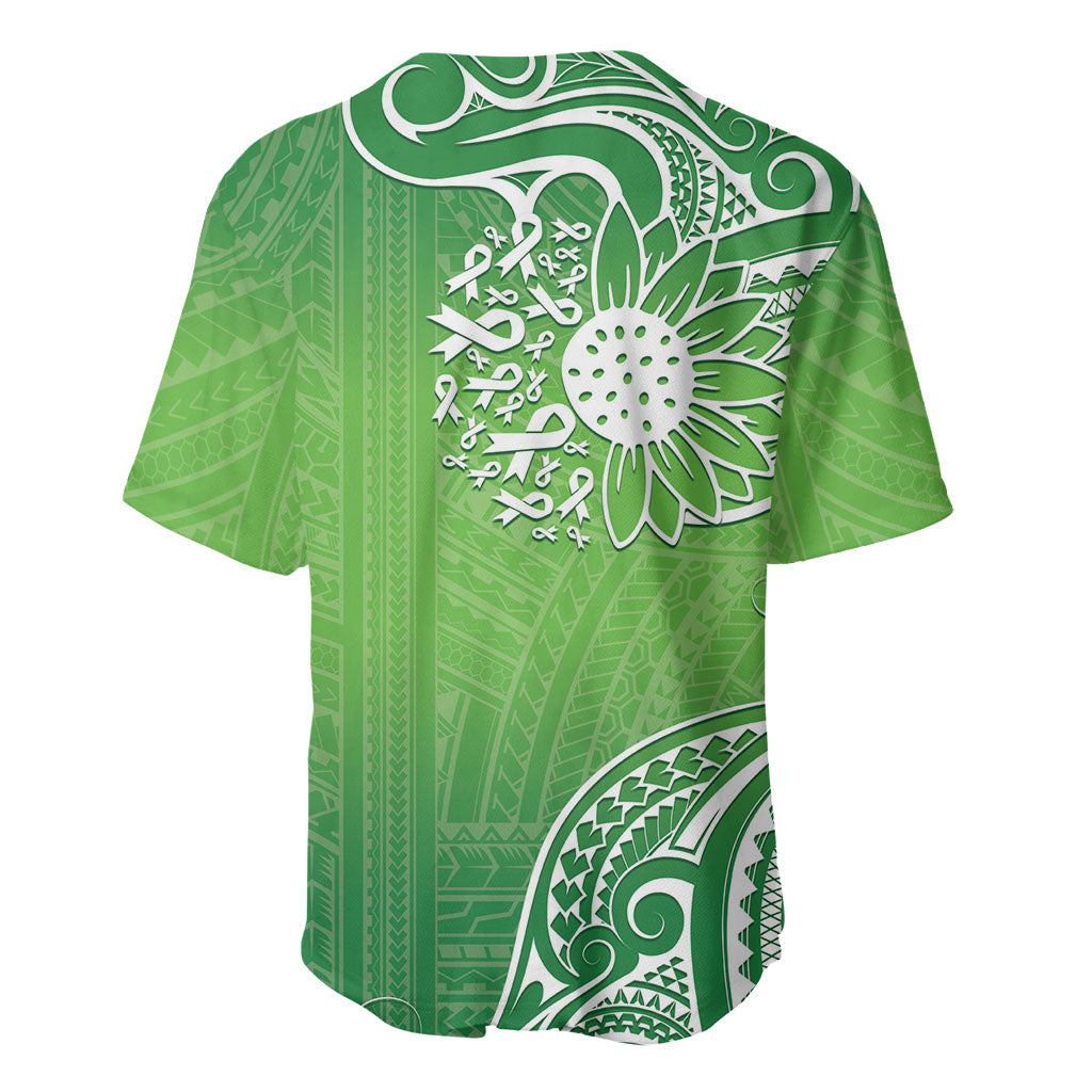 Polynesia Depression Support Baseball Jersey Sunflower Green Ribbons Polynesian Tattoo