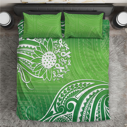 Polynesia Depression Support Bedding Set Sunflower Green Ribbons Polynesian Tattoo
