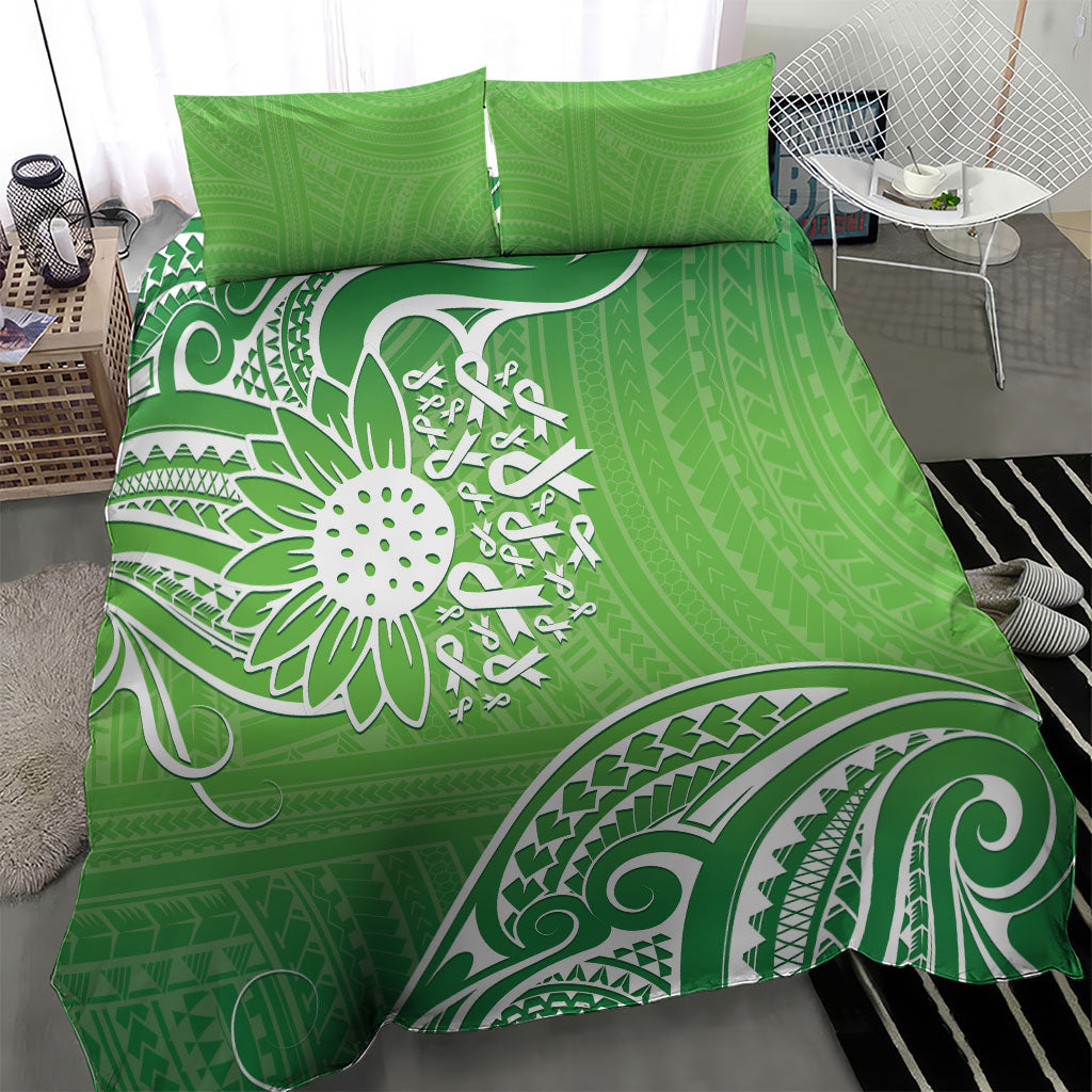 Polynesia Depression Support Bedding Set Sunflower Green Ribbons Polynesian Tattoo