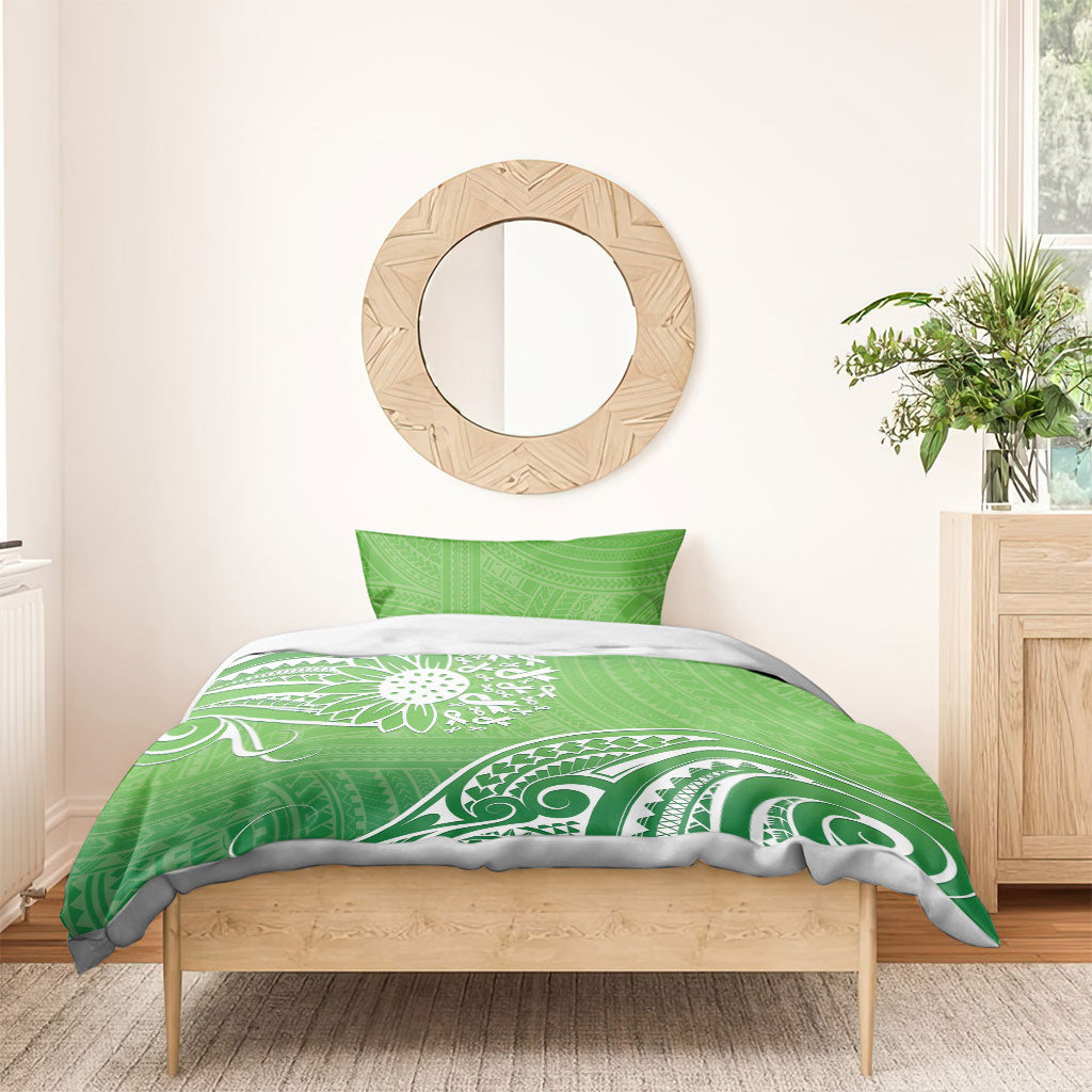 Polynesia Depression Support Bedding Set Sunflower Green Ribbons Polynesian Tattoo