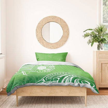 Polynesia Depression Support Bedding Set Sunflower Green Ribbons Polynesian Tattoo