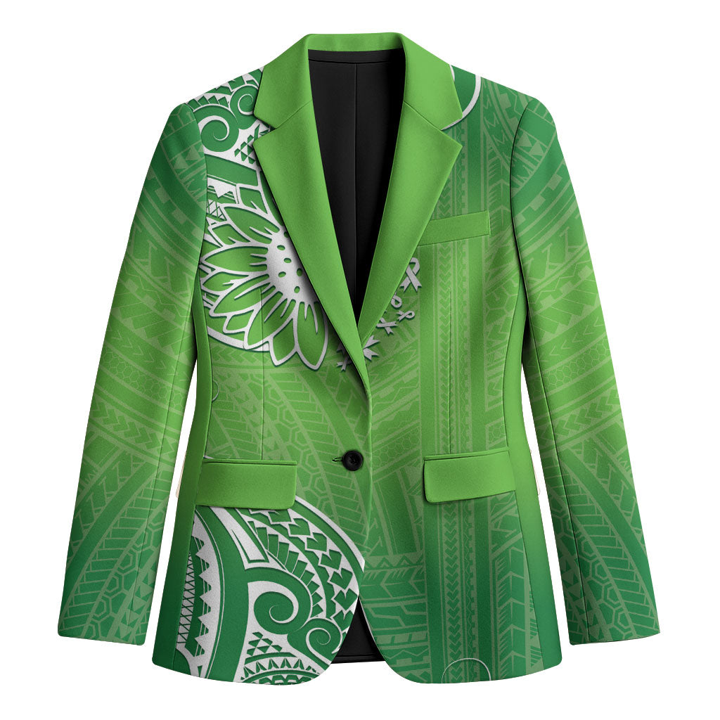 Polynesia Depression Support Blazer Sunflower Green Ribbons Polynesian Tattoo
