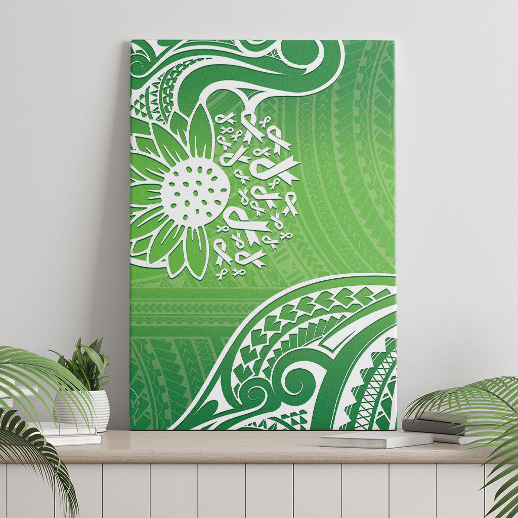 Polynesia Depression Support Canvas Wall Art Sunflower Green Ribbons Polynesian Tattoo