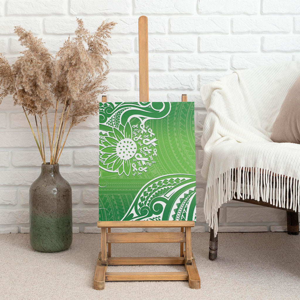 Polynesia Depression Support Canvas Wall Art Sunflower Green Ribbons Polynesian Tattoo