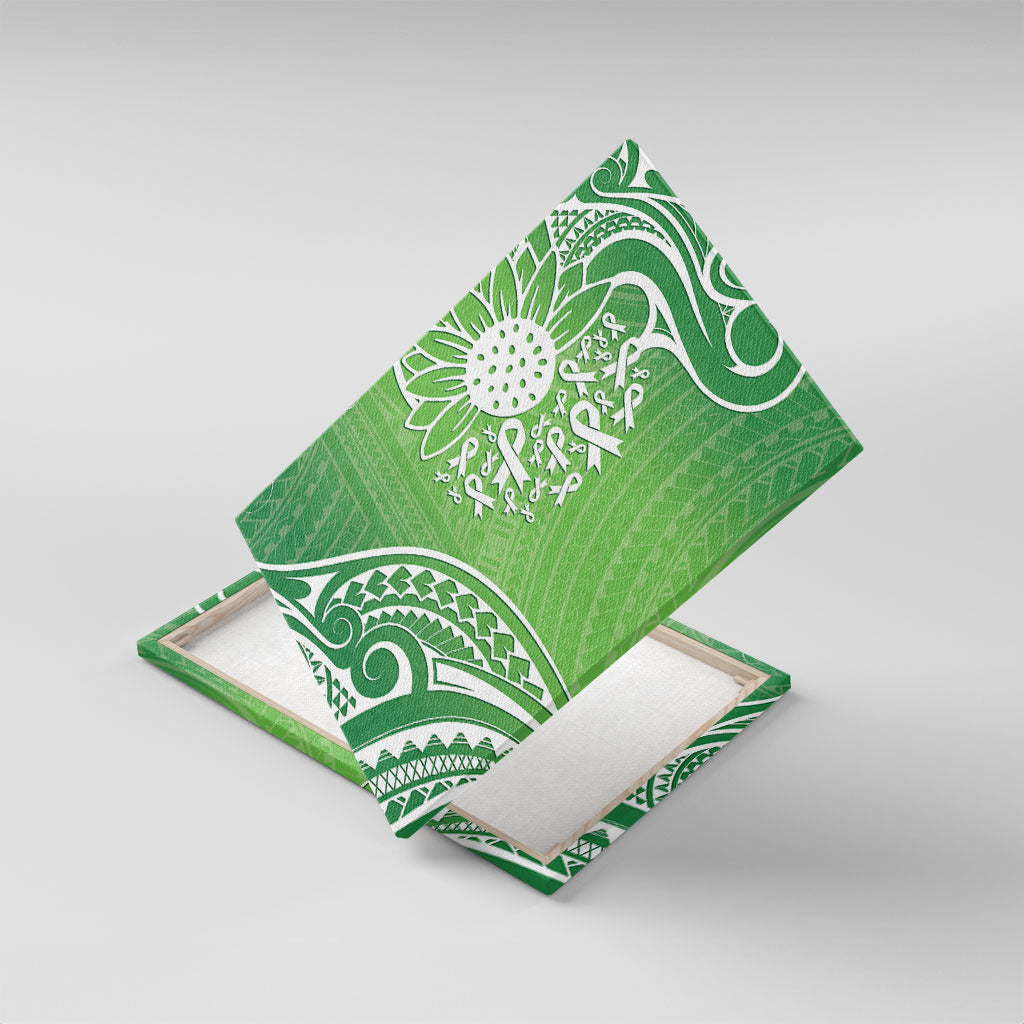 Polynesia Depression Support Canvas Wall Art Sunflower Green Ribbons Polynesian Tattoo
