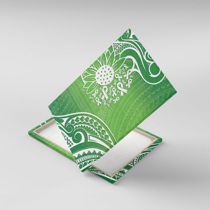 Polynesia Depression Support Canvas Wall Art Sunflower Green Ribbons Polynesian Tattoo
