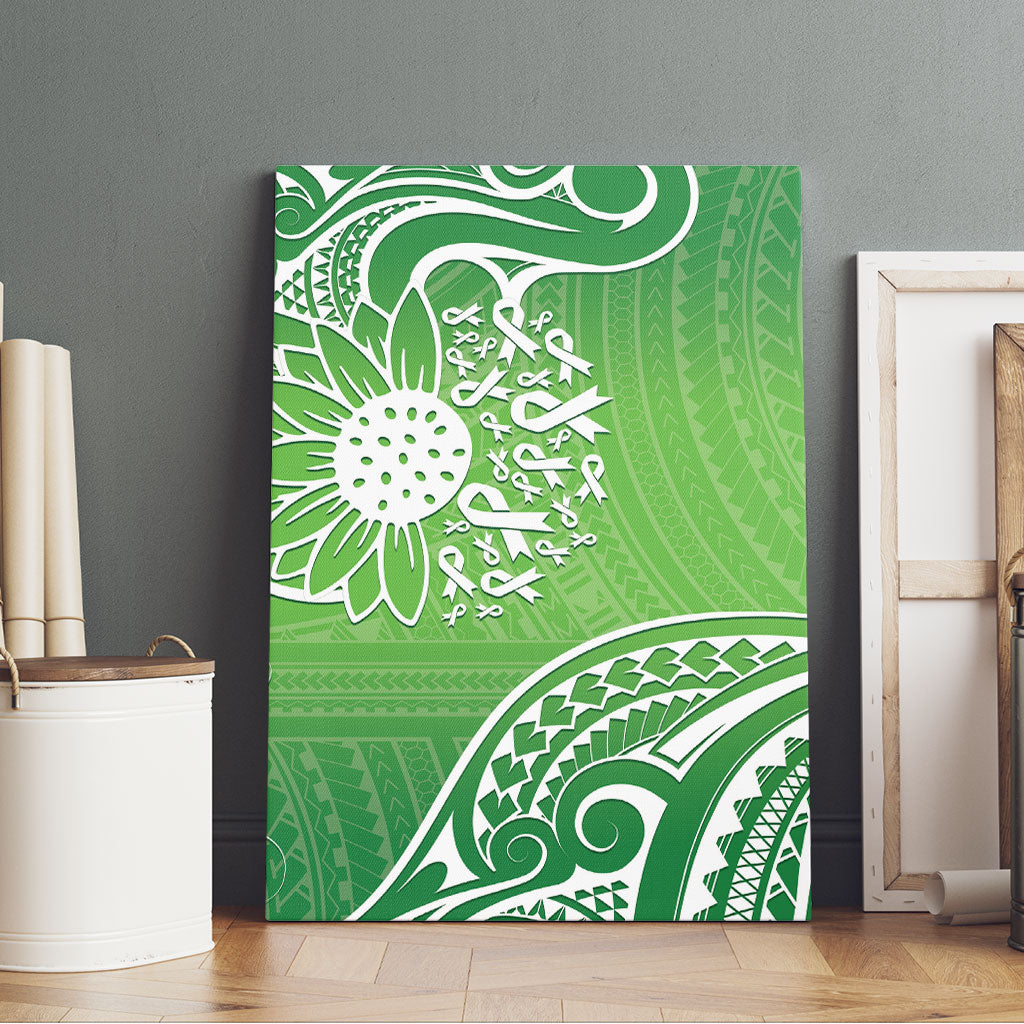 Polynesia Depression Support Canvas Wall Art Sunflower Green Ribbons Polynesian Tattoo