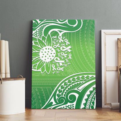 Polynesia Depression Support Canvas Wall Art Sunflower Green Ribbons Polynesian Tattoo