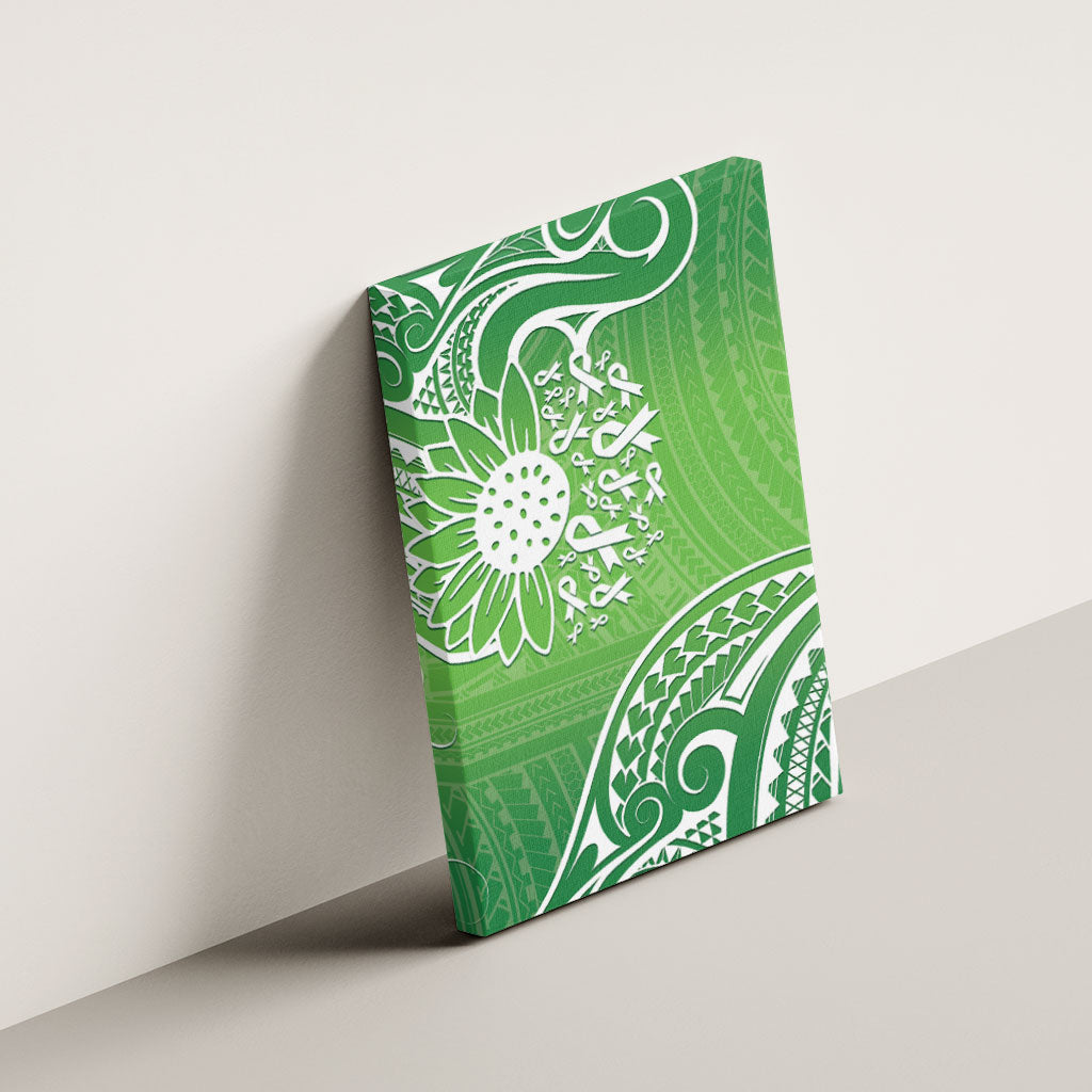 Polynesia Depression Support Canvas Wall Art Sunflower Green Ribbons Polynesian Tattoo