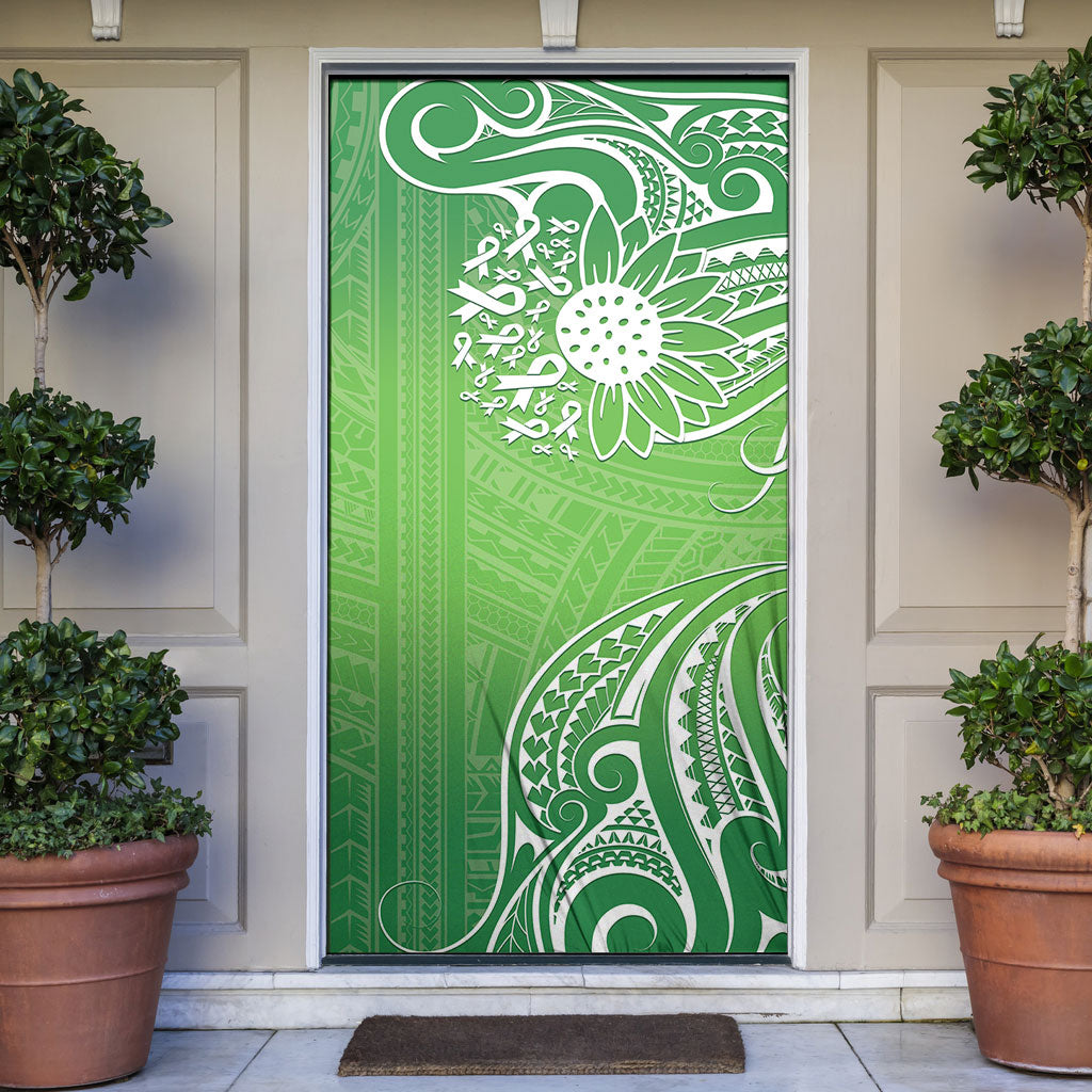 Polynesia Depression Support Door Cover Sunflower Green Ribbons Polynesian Tattoo