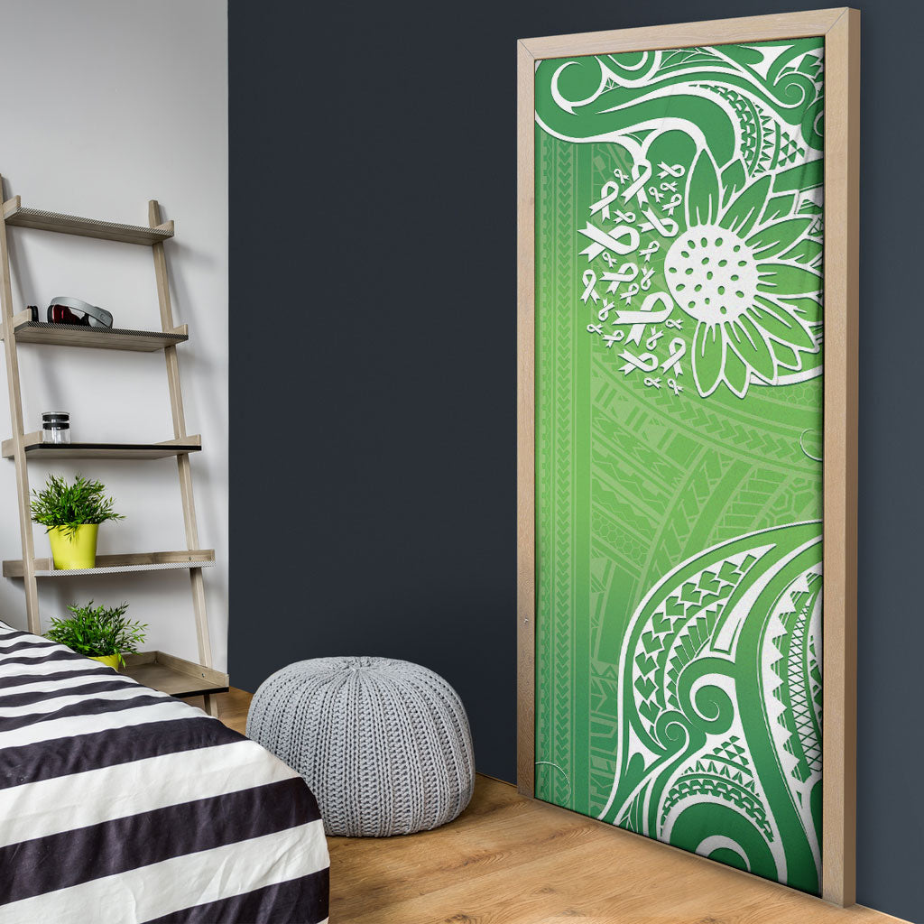Polynesia Depression Support Door Cover Sunflower Green Ribbons Polynesian Tattoo