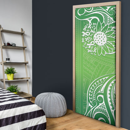 Polynesia Depression Support Door Cover Sunflower Green Ribbons Polynesian Tattoo